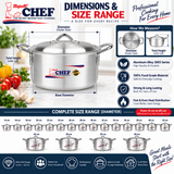 Chef Premium Quality Aluminum Casserole / Cooking Pot - Metal Finish