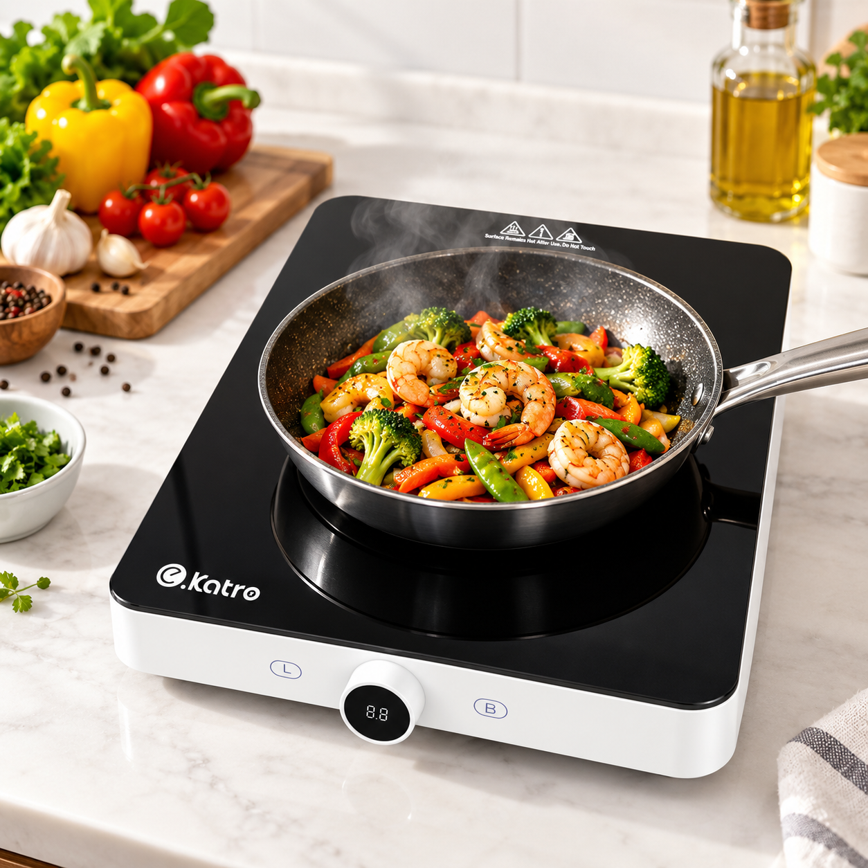 Premium Quality Electric Induction Cooktop – Sleek Touch Control Stove with 10 Cooking Modes - 2000 W (18 Months Warrenty)
