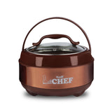 Majestic Chef Stainless Steel 3pcs Hot Pot set With Glass Lid -Brown