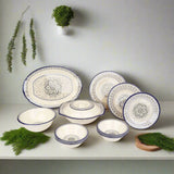 Majestic Melamine Dinner Set Crystal Coated Dinnerware 6 Persons Serving - 28 Pcs Round Flower