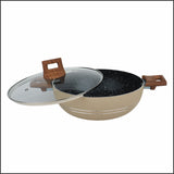 Majestic Chef Nonstick Marble Coating Timber Series 15 Pcs - New Arrival 2025 Beige Color Nonstick Wok 
