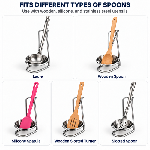 Spoon Rest with Chrome Plated Finish, Stainless Steel - Stand only Hover