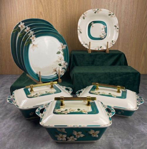 Majestic Luxury Crystal Coated Melamine Dinner Ware 72 Pcs Dinning Set - 8 Persons Serving -304 (Copy) Hover