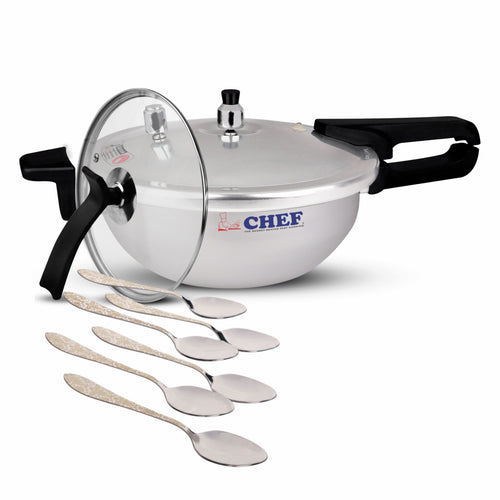 Combo Deals - Pressure Cooker Karahi 9 Liter With 6 Pcs Table Spoon- Deal #10