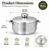 Chef Best Aluminum Export Quality Cooking Pot / Caldero Pot With Aluminum Lid 32 cm-Metal Finish
