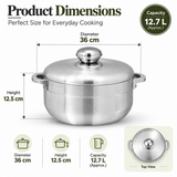 Chef Best Aluminum Export Quality Cooking Pot / Caldero Pot With Aluminum Lid 36 cm-Metal Finish