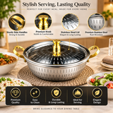 Majestic Chef Royal Serve Stainless Steel Handi with Golden Handles