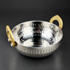 Premium Stainless Steel Serving Handi with Golden Handles – Elegant Hammered Design.