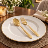 Chef Stainless Steel 28 Pcs PVD Coating Gold Plated Cutlery Set - Elegant Hammar