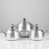 Kitchen Star Crown Pot Belly Cooking Pan Set Metal Finish 3 Pieces Set- 16,18, 20 cm