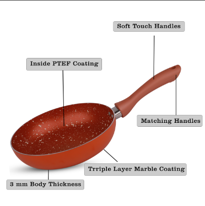 Chef Granito Series 3 Layer Marble Coating Nonstick Fry Pan 26cm - Copper