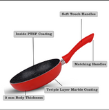 Chef Granito Series 3 Layer Marble Coating Nonstick Fry Pan 22cm - RED