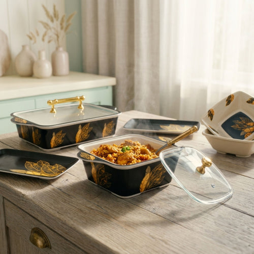 Majestic Luxury Crystal Coated Melamine Dinner Ware 72 Pcs Dinning Set - 8 Persons Serving -909