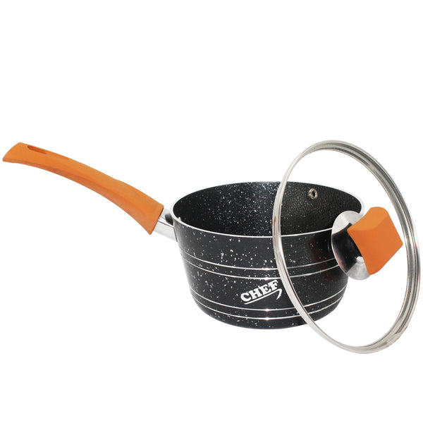 Chef Non-Stick Saucepan With Glass Lid - Black