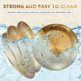Stainless Steel Gold Plated Serving Tray Metal Platter Reusable Dishwasher Safe Dinner Plates Round Dinner Dishes Decorative Storage Tray - KOREAN