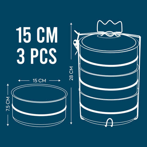 Majestic Chef 3 Layer Stainless Steel Leak-Proof Tiffin Box - Lunch Box Ideal for School, Work, or Travel with BAG Hover