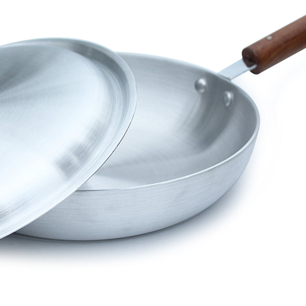 Chef Best Aluminum Fry Pan with Lid - 28 cm-Metal Finish