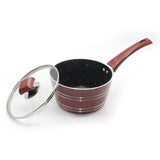 high quality nonstick sauce pan with glass lid tapper shape - chef cookware