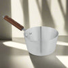 Aluminum Milk Pan With Wooden Grip Handle - Metal Finish