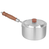 aluminum / silver milk pan / tea merk and milk boiler with wooden handle and steel lid
