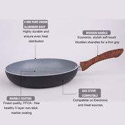 Chef Nonstick Triple Layer nonstick Round Fry Pan with Wooden Texture Handles 28cm