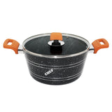 nonstick cooking pot / cooking pan with 4mm tempered glass lid at low price in Pakistan - best cookware brand majestic chef
