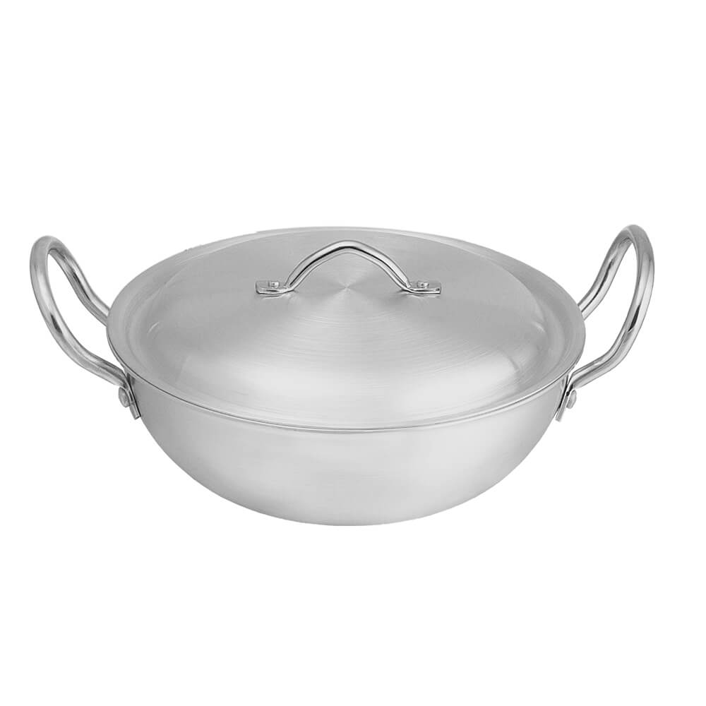 aluminum alloy metal silver wok / kadhai at discounted price 