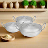 Chef Best Aluminum Wok / Karahi Set - 24/28 cm-Metal Finish-Metal Finish